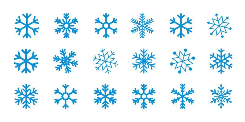 Snowflakes, snowflake icon pack, snowflakes winter template, set of blue snowflake icons isolated on white background, illustration snowflakes symbols for Christmas and winter designs