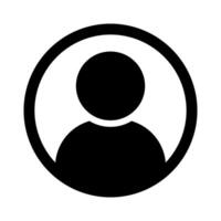 User icon flat round outline shape in black color. Avatar sign, default user profile icon, Social media profile picture, user account dp sign isolated on transparent background, illustration. vector