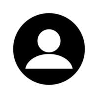 Avatar default user profile simple flat icon, black and white user icon in outline round shape. Social media profile picture symbol, user account dp icon sign, illustration. vector