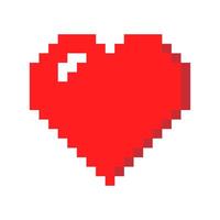 Pixel art red heart icon, pixelated heart symbol, love sign isolated on white background, pixelated red heart icon, valentine icon, transparent , illustration. vector