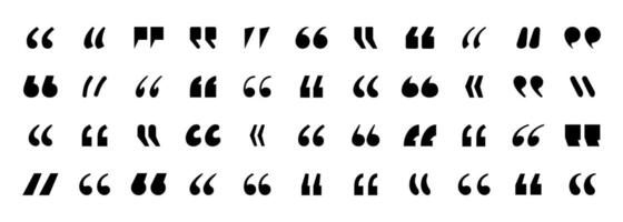 Set of quote mark, quotes icon pack, Collection of black quotation marks. Quote mark sign, inverted commas, talking marks, talk speech bubble icon design pack. Illustration. vector
