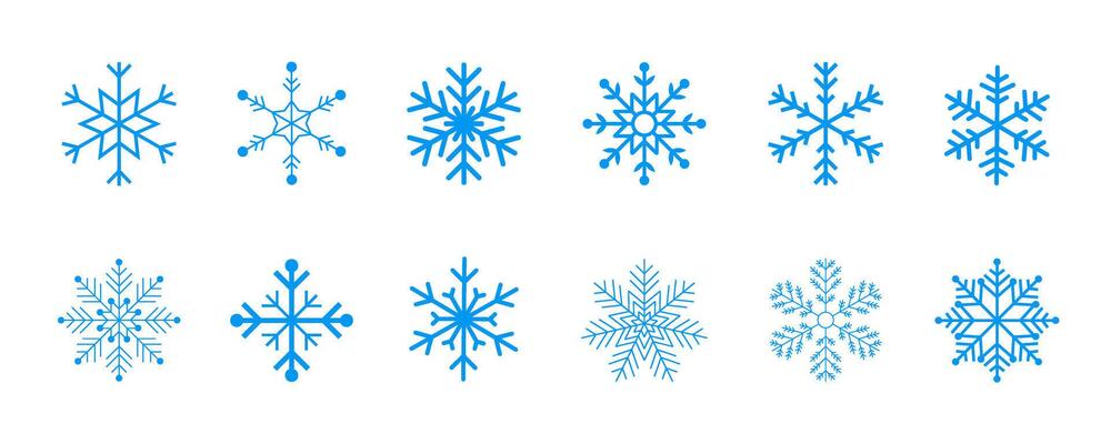 Snowflakes, snowflake thin and bold line simple icon pack, Christmas and winter snowflakes template, snowflake icon set, snowflakes illustration symbols for winter, and Christmas designs