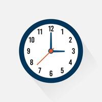 Clock icon, wall clock face design in flat style with shadow, watch sign, timer isolated symbol, office watch clip art, business icon concept for web, app, and creative projects, illustration. vector