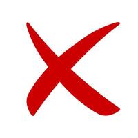 Red cross mark, Hand drawn style x, cross sign in red color, simple x symbol in marker drawn style vector