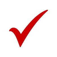 Red check mark icon, Tick symbol in red color, Approved symbol in hand drawn style, simple checkmark drawn sign, Correct vote choice isolated symbol vector
