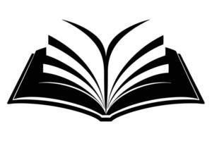 Stylized Black Open Book Illustration with White Pages, Flat Design Element vector