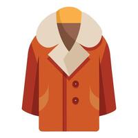 Orange Winter Coat Illustration with Furry Collar and Two Visible Buttons Depicted vector
