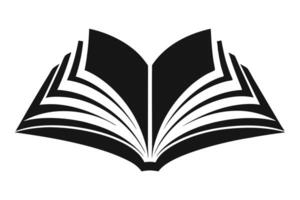 Stylized Silhouette of an Open Book with Multiple Pages in Black and White vector