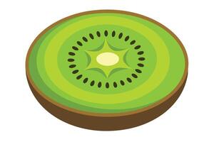 Isolated Kiwi Fruit Slice Showing Green Flesh and Black Seeds on White vector