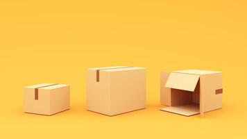 Sealed cardboard box for delivery of orders, goods, items around the world - 3d render. photo