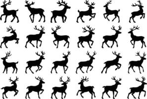 Deer Silhouette Pattern Elegant Black Reindeer Illustrations on White Background for Crafts and Design vector