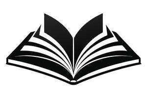 Stylized Black and White of an Open Book with Many Pages vector