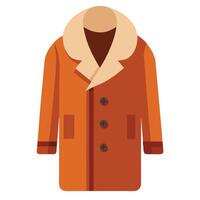 Isolated Flat Illustration of a Brown Overcoat with Plush Collar and Three Buttons vector