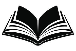Bold Black and White Open Book with Facing Pages and Thick Binding vector