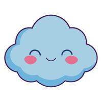 Cute Cloud Character with Smiling Face and Rosy Cheeks, Cartoon Style Illustration vector