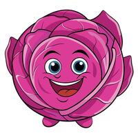 Animated Smiling Red Cabbage Cute Cartoon Vegetable Character Illustration for Educational Resources vector