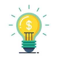Dollar Sign Lightbulb Financial Idea, Investment Concept, Business Innovation, and Economic Solution Design vector