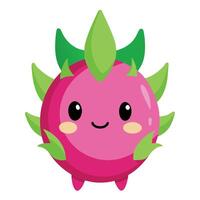 Adorable Dragon Fruit Cartoon Character with Smiling Face, Isolated on White Background vector