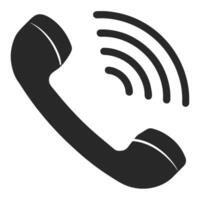 Black Phone Handset Icon with Signal Waves Illustration on White Background vector