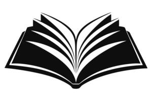 Black and White Stylized Open Book Illustration for Education and Knowledge vector