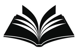 Black Open Book Illustration Symbolizing Knowledge, Learning, and Education on a White Background vector