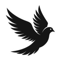 Stylized Black Bird Silhouette with Wings Spread in Flight Against White Backdrop vector