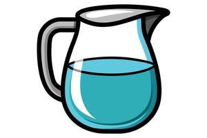 Cartoon Pitcher with Blue Liquid Illustration of Drinkware and Beverage Container vector