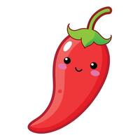 Cartoon Red Chili Pepper with a Smiling Face and Green Stem Design vector