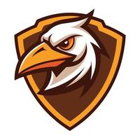 Illustration of Bird of Prey Mascot Head Within Shield Shaped Badge Style vector