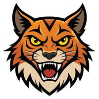 Fierce Tiger Mascot Head Illustration with Menacing Expression and Sharp Teeth vector