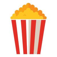 Delicious Golden Popcorn Overflowing from Classic Red and White Striped Container Design vector