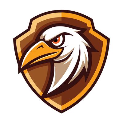 Bold Eagle Head Logo Design Framed within an Ornamental Shield Shape