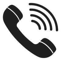 Black Phone Handset Icon with Communication Waves Illustrating Active Connection vector