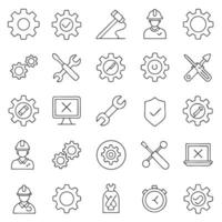 Set of line icons of various types of equipment and tools vector