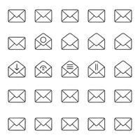 Mail icon set, line style illustration vector