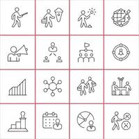 Business and management line icons set vector