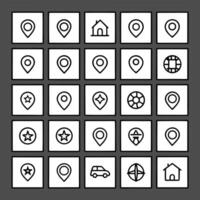 Map icons set on black background vector