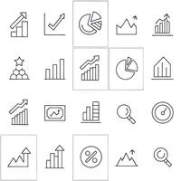 A set of business icons including graphs, charts and arrows vector