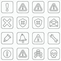 Various icons including a skull, warning, and other symbols vector