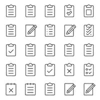 A set of icons for a clipboard and pen vector