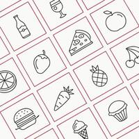 A set of food icons in a square pattern vector