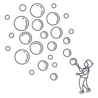 A man is blowing bubbles in a line vector