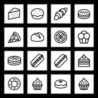 Bakery icons set on black background vector