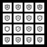 A set of black and white icons for security vector