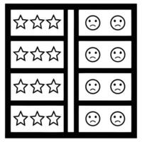 A black and white image of a star rating system vector