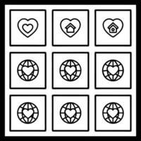 A set of icons with hearts and other symbols vector