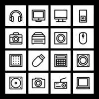 A set of black and white icons for electronics vector