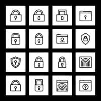 Set of icons for security and lock vector