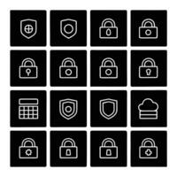 Set of security icons, including lock, padlock, key, and more vector