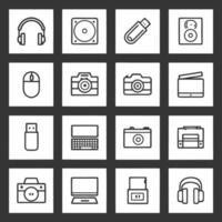 A set of icons for a computer, camera, and other electronic devices vector